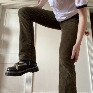 looooong green bootcut corduroys from the gap